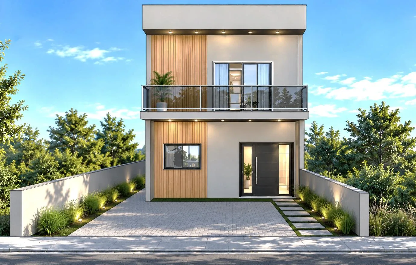 Fachada das casas do Residencial Eucaliptos